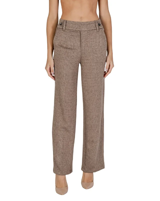 Street One  Women's Beige Straight Leg Pants Cozy Full-Length Pants