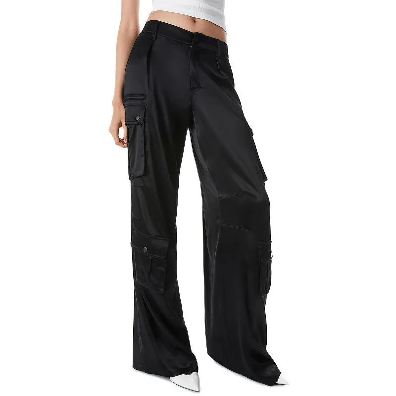 Womens Cargo Wide Leg Cargo Pants Casual Plaid Pants