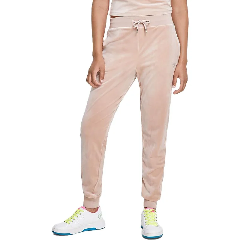 Womens High Rise Velour Jogger Pants Trendy Tapered Pants