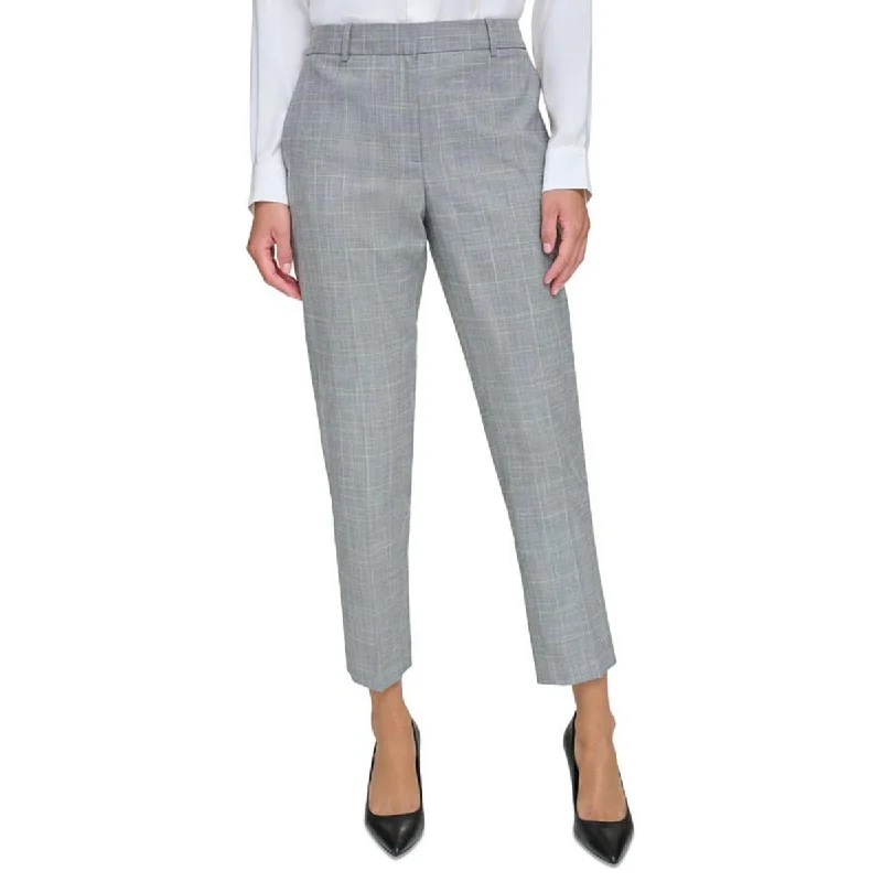 Womens Ankle Pants Mid Rise Relaxed High-Waist Trousers