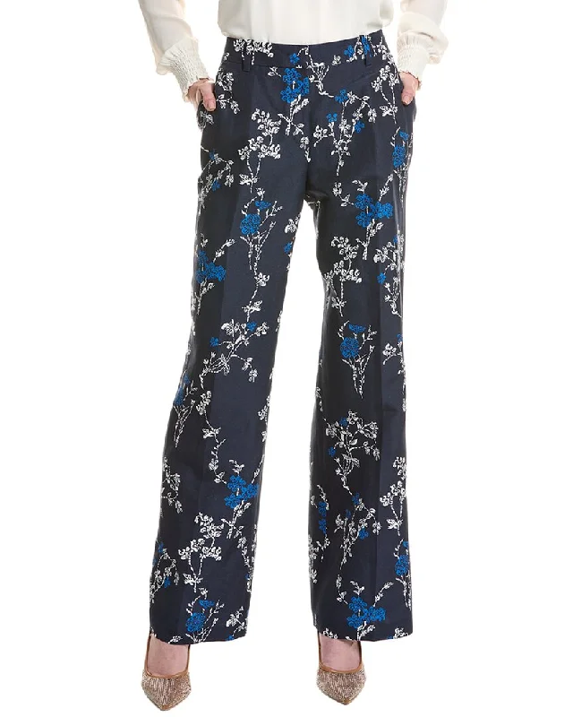 Lafayette 148 New York Gates Silk & Linen-Blend Pant Chic Faux Leather Pants