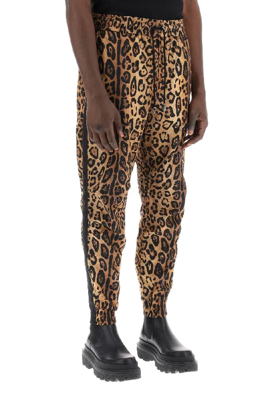 Dolce & Gabbana Leopard Print Nylon Jogger Pants For Slim-Fit Leggings