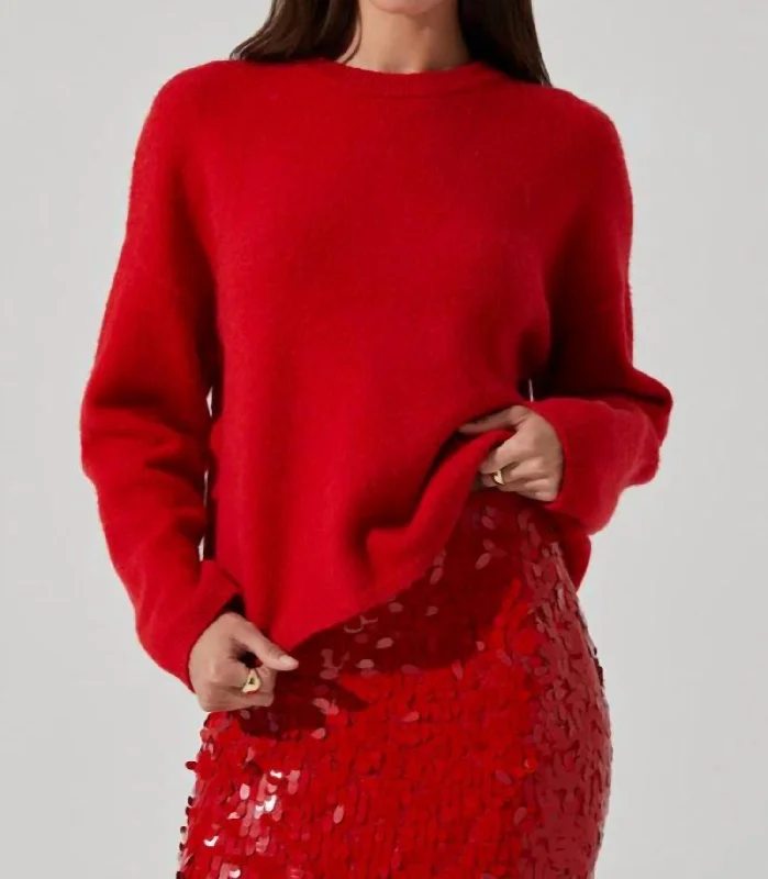 Bowie Sweater In Red Mesh Blend Leather Blend Suede Blend