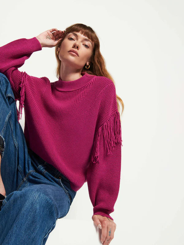 Carine Fringed Sweater Bright Pastel Dark