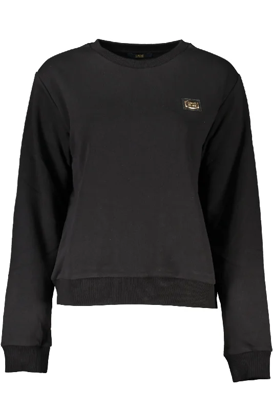 Cavalli Class Black Cotton Women Sweater Oversized Loose Flowy