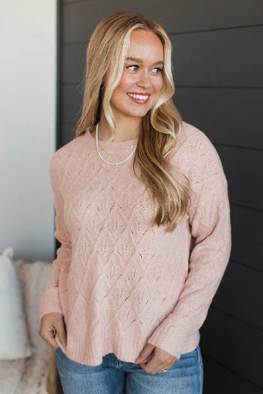 Extraordinary Bliss Knit Sweater- Blush Transparent Opaque Sheer