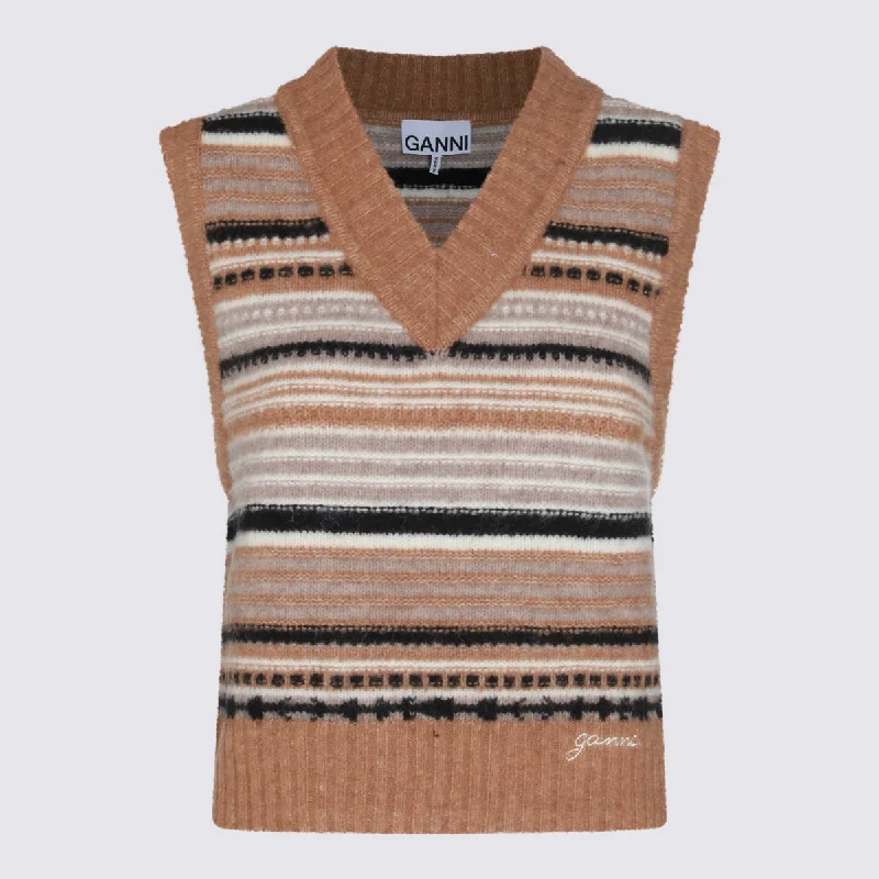 Ganni Sweaters Brown Handmade Hand-knitted Hand-woven