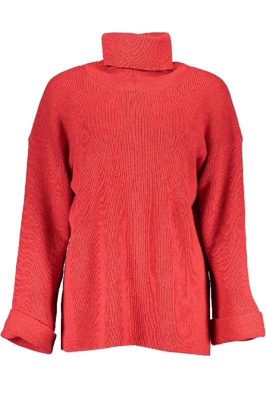 Gant Red Wool Women Sweater Herringbone Houndstooth Plaid