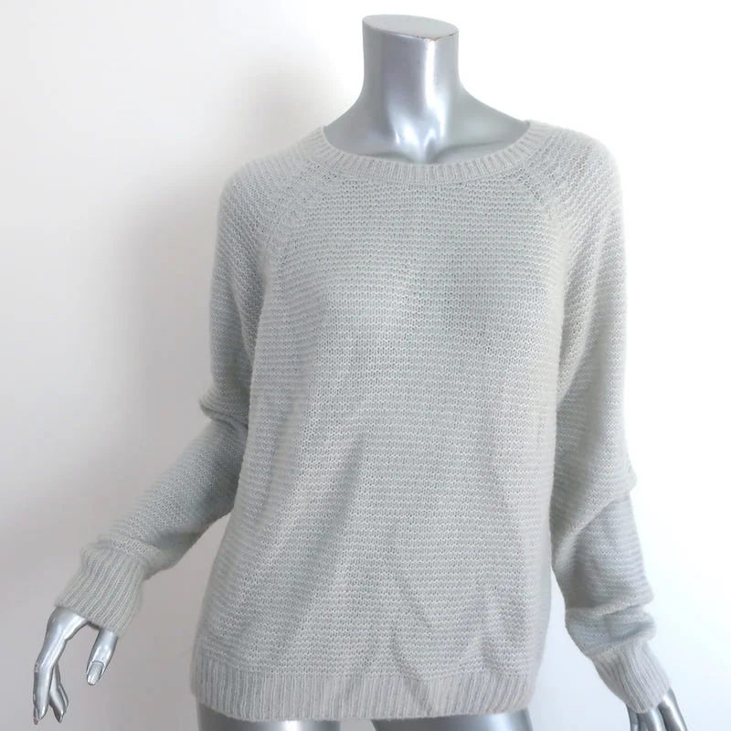 Max Mara Finnici Raglan Sweater Light Gray Cashmere-Silk Knit Size Medium Satin Fabric Silk Fabric Chiffon Fabric