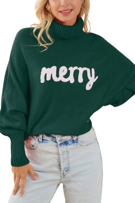 Merry Embroidered Sweater In Green Plaid Sweater Polka Dot Checkered