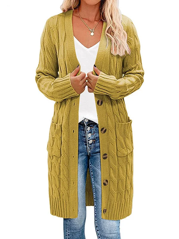 Womens Trendy Long Cable Sweater Cardigan Boxy Sweater Fitted Sweater A-Line