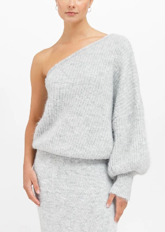 The Victoria One Shoulder Knit Sweater Thin Thick Dense