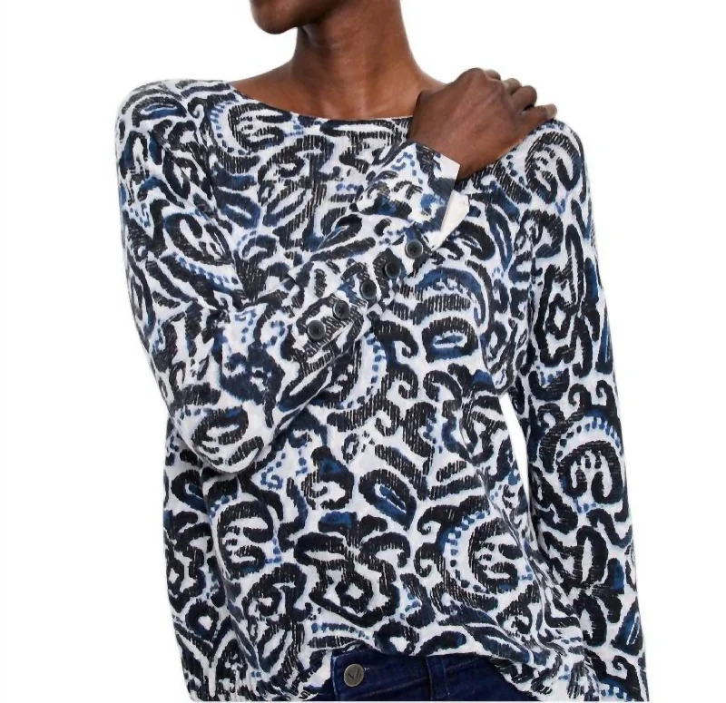 Tossed Paisley Supersoft Sweater In Indigo Multi Layered Multi-layer Single Layer