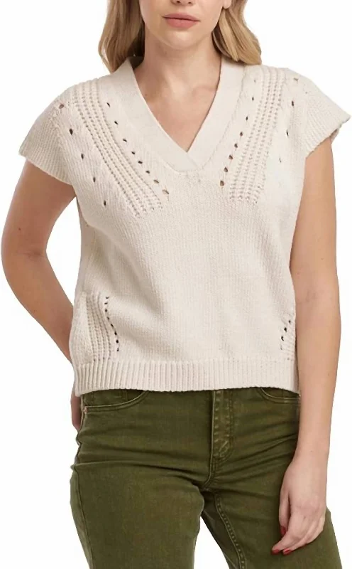 Una Sweater Top In Ivory Print Jacquard Patchwork