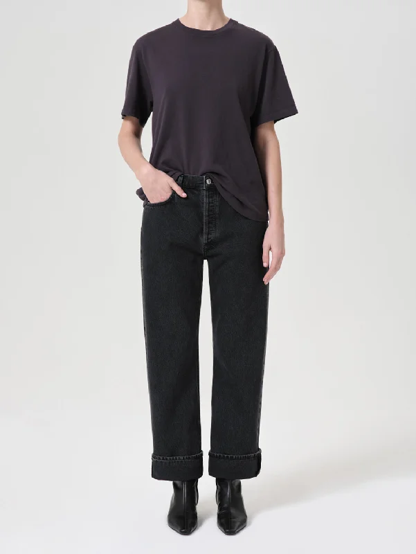 Fran Jean - Black Tea Chic Rip-Detail High-Waist Jeans