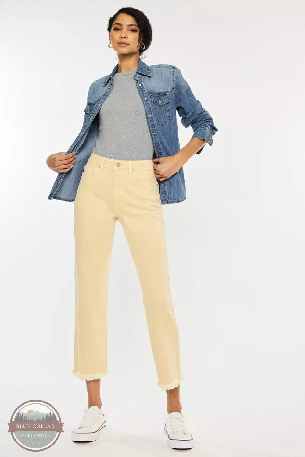 Peppermint High Rise Cropped Jean KC78019PH Casual Distressed Denim Jeans