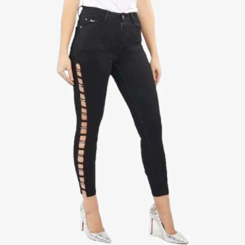Miss Black Max Ladies Jean Black Elegant Tapered Leg Denim