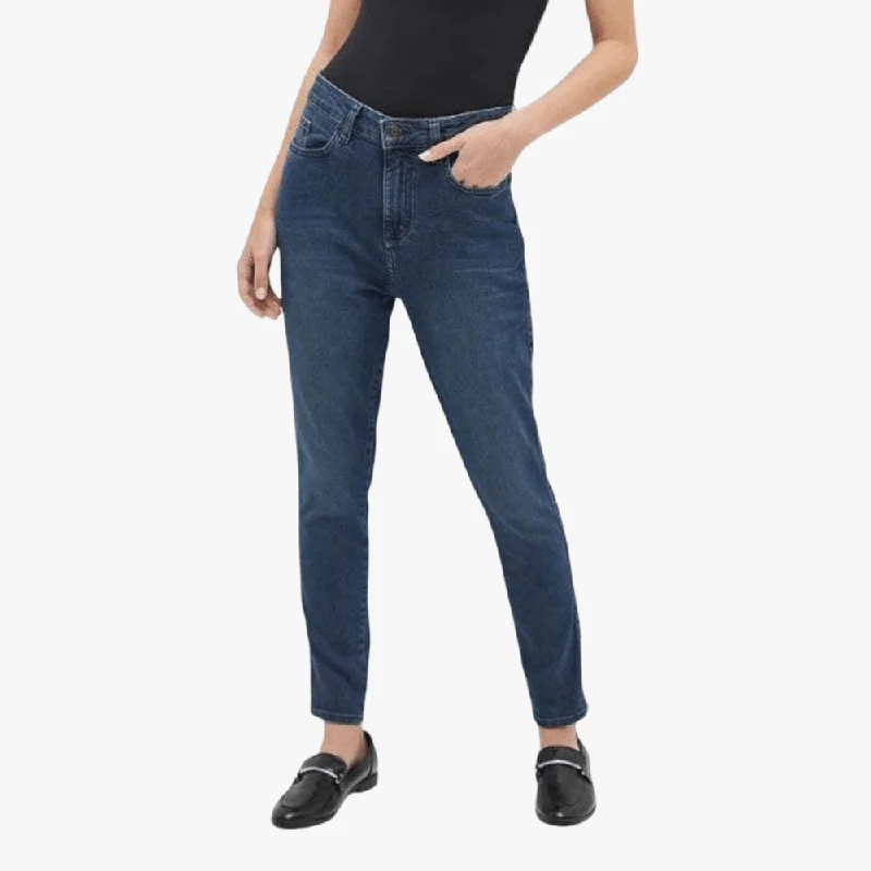 Polo Womens Skinny Jean Medium Wash Comfortable Folded Hem Jeans