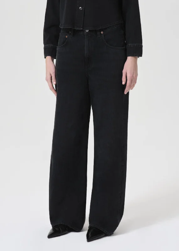 AGOLDE Low Curve Jean in Black Tar Comfortable Zip-Fly Denim Jeans