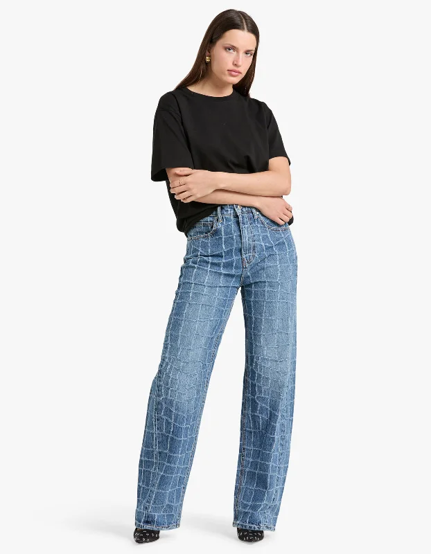 Balloon Laser Distressed Jean - Vintage Medium Indigo 473 Fashionable Frayed Hem Denim Balloon Laser Distressed Jean - Vintage Medium Indigo 473 Fashionable Frayed Hem Denim