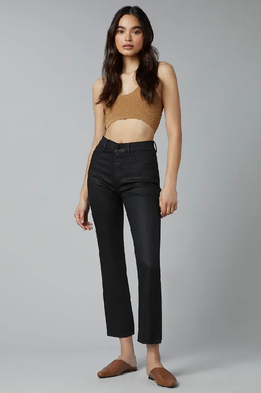 Black Coated Patti jean Chic Vintage-Inspired Denim Jeans