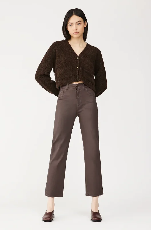Black Coffee coated Patti Straight jean Elegant Tapered Leg Denim