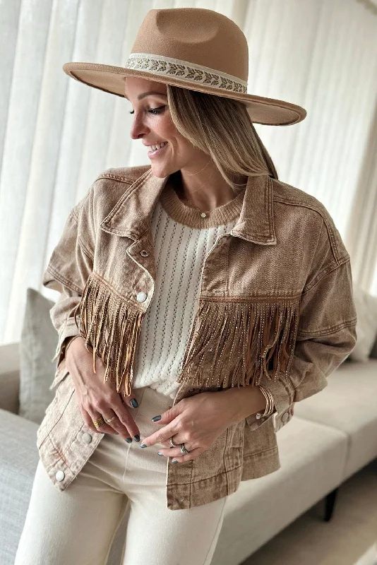 Button-down Denim Jean Jacket Chic Ripped Jeans