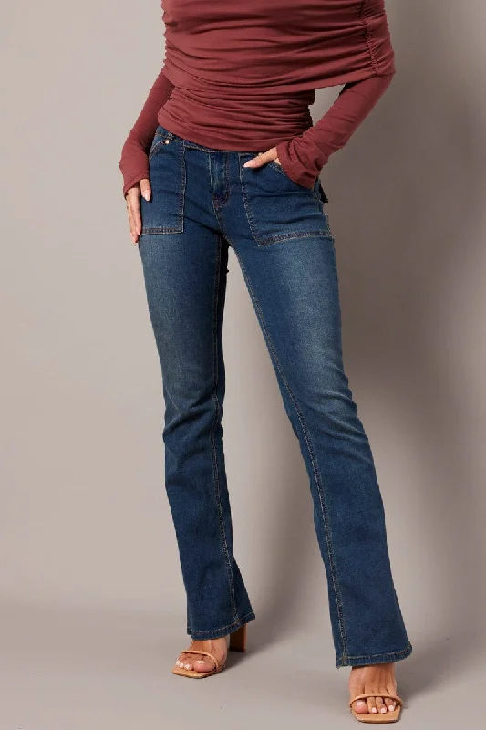 Denim Flare Jean Low Rise Chic Cropped Jeans
