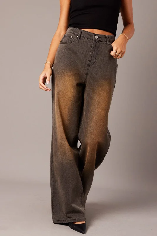 Denim Wide Leg Jean High Rise Trendy Skinny High-Waist Jeans