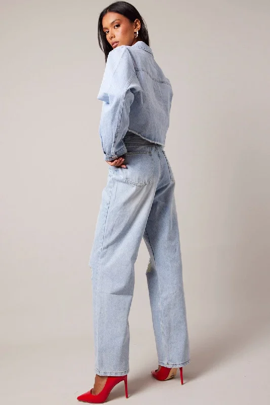 Denim Wide Leg Jean High Rise Elegant Skinny Leg Jeans