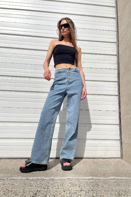 DISTRESSED WAIST JEAN Trendy Skinny High-Waist Jeans
