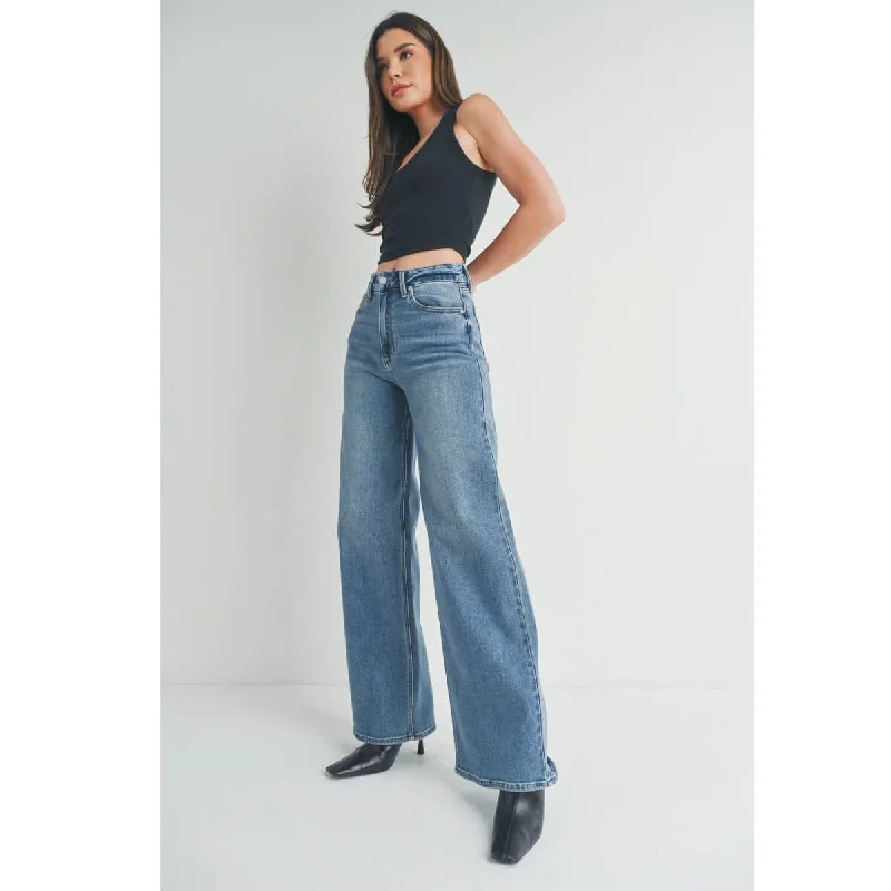 High Rise Palazzo Wide Leg Jean Stylish Slim Fit Denim