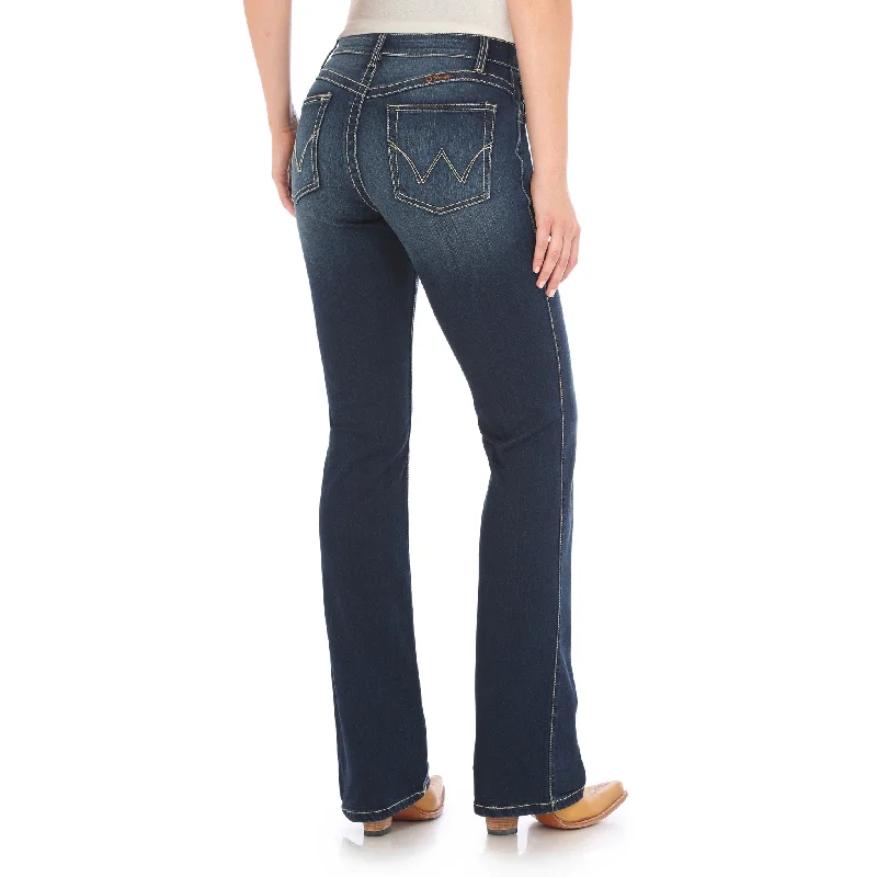 Wrangler Women's Dark Blue Q Baby Jean Cozy Relaxed Fit Denim Jeans