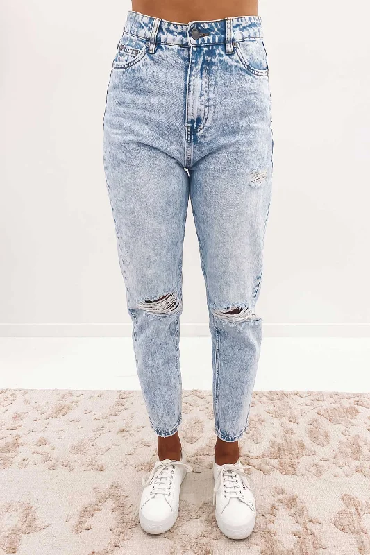 Ellen Mom Jean Light Blue Fashionable Cropped Denim Jeans