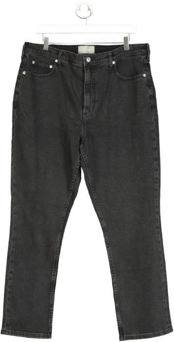 EVERLANE Black The Curvy Cheeky Straight Jean W33 Stylish Shredded Denim Jeans