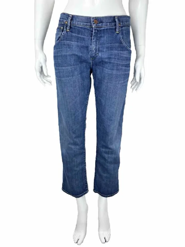 Goldsign Women's Hisjean Straight Cropped Jean Indigo Size 29 (8) Fashionable Distressed Jeans