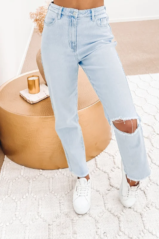 Hi Mom Jean Fortunate Fade Stylish Stone-Wash Denim Jeans