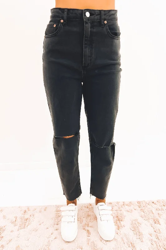High Moms Slim Jean Infinity Rip Fashionable Distressed Jeans