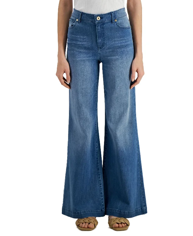 INC International Concepts Womens High Rise Wide Leg Jean Comfortable Low-Rise Jeans