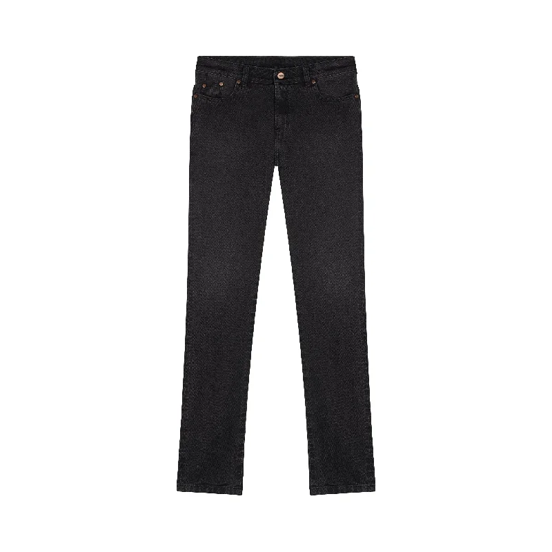 Jean femme droit ajusté Noir Délavé - Augusta Casual Distressed Denim Jeans