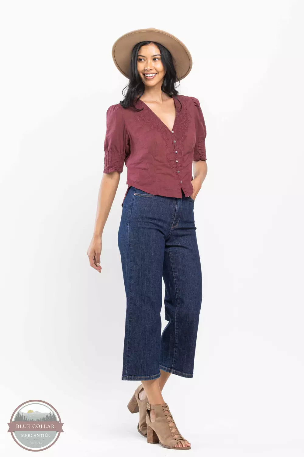 Tummy Control Wide Leg Crop Jean 88716REG Trendy Plus Size Jeans