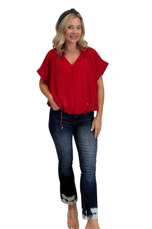 La Habra Cropped Flare Jean Trendy Paperbag Waist Jeans