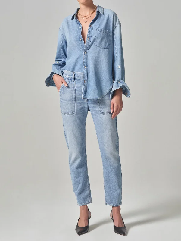 Leah Cargo Jean - Pinpoint Comfortable Mid-Rise Jeans
