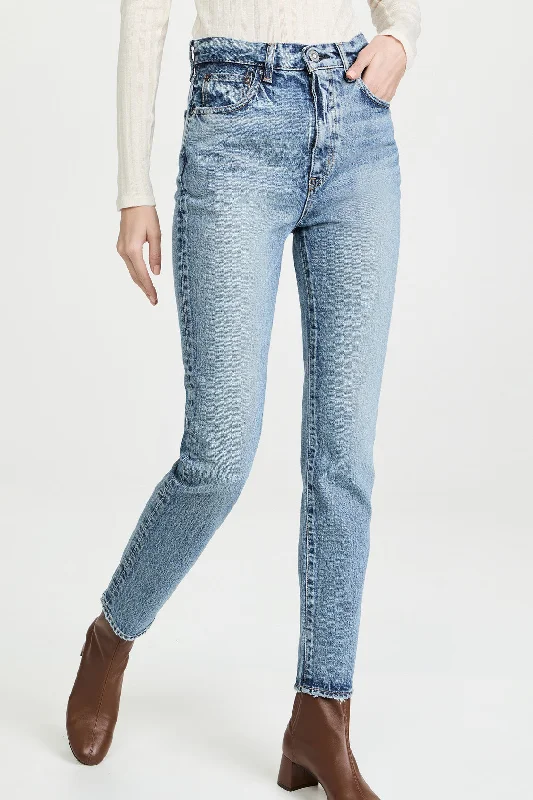Lombard Slim Straight Jean - Blue Fashionable Distressed Jeans