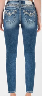 Women's Miss Me Skinny Jean #M3886S Chic Faded Blue Jeans