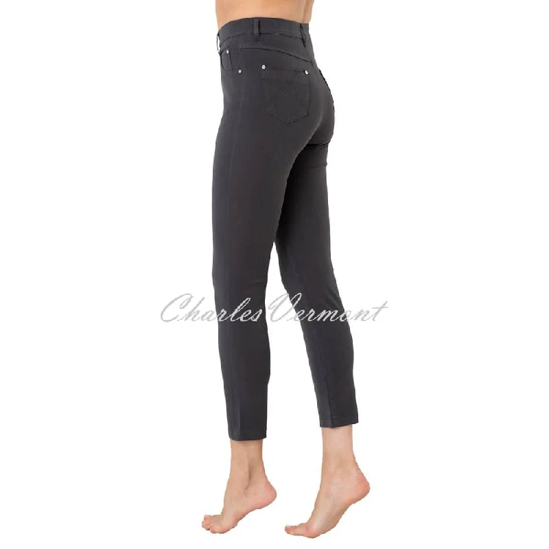 Marble 7/8th Ankle Grazer Slim Leg Jean – Style 2400-105 (Charcoal Grey) Trendy Colored Denim Jeans