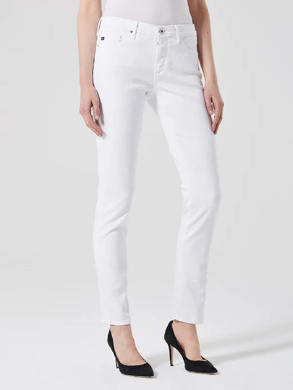 Mari Mid Rise Straight Jean - White Casual Distressed Skinny Jeans