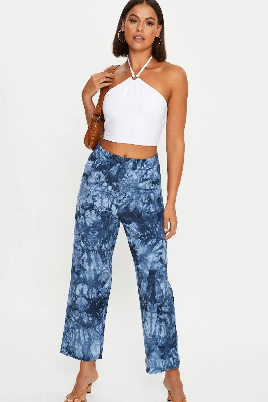 Multi Tie Dye Wide Leg Jean Comfortable Stretch Fit Jeans