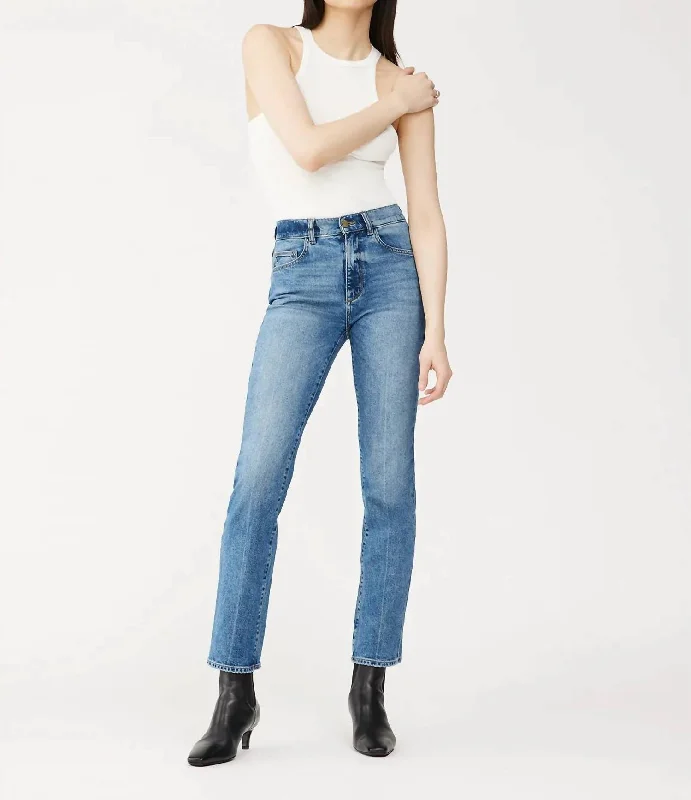 Patti Straight High Rise Vintage Ankle Jean In Oasis Cuffed Comfortable Full-Length Denim Jeans