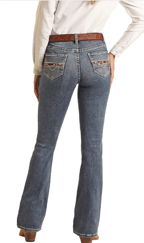 Rock & Roll Denim Jean Women's BW4RD04046 Elegant High-Waisted Flared Jeans